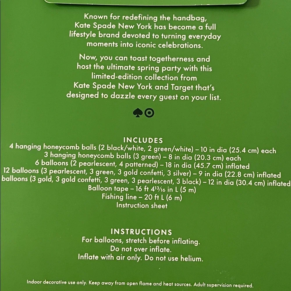 NWT 42ct Balloon Kit Black/Cream/Green - kate spade new york x Target